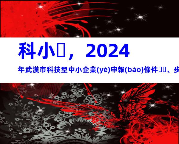 科小，2024年武漢市科技型中小企業(yè)申報(bào)條件、步驟及相關(guān)要求